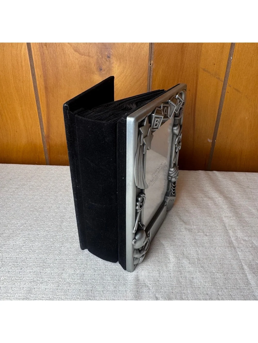 Vintage Thing Remembered Baby Photo Album Frame 4x6 Silver Tone Nursery Keepsake